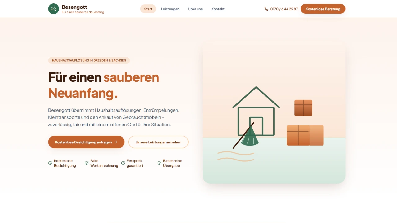 Website-Ausschnitt: Haushaltsauflösung & Entrümpelung