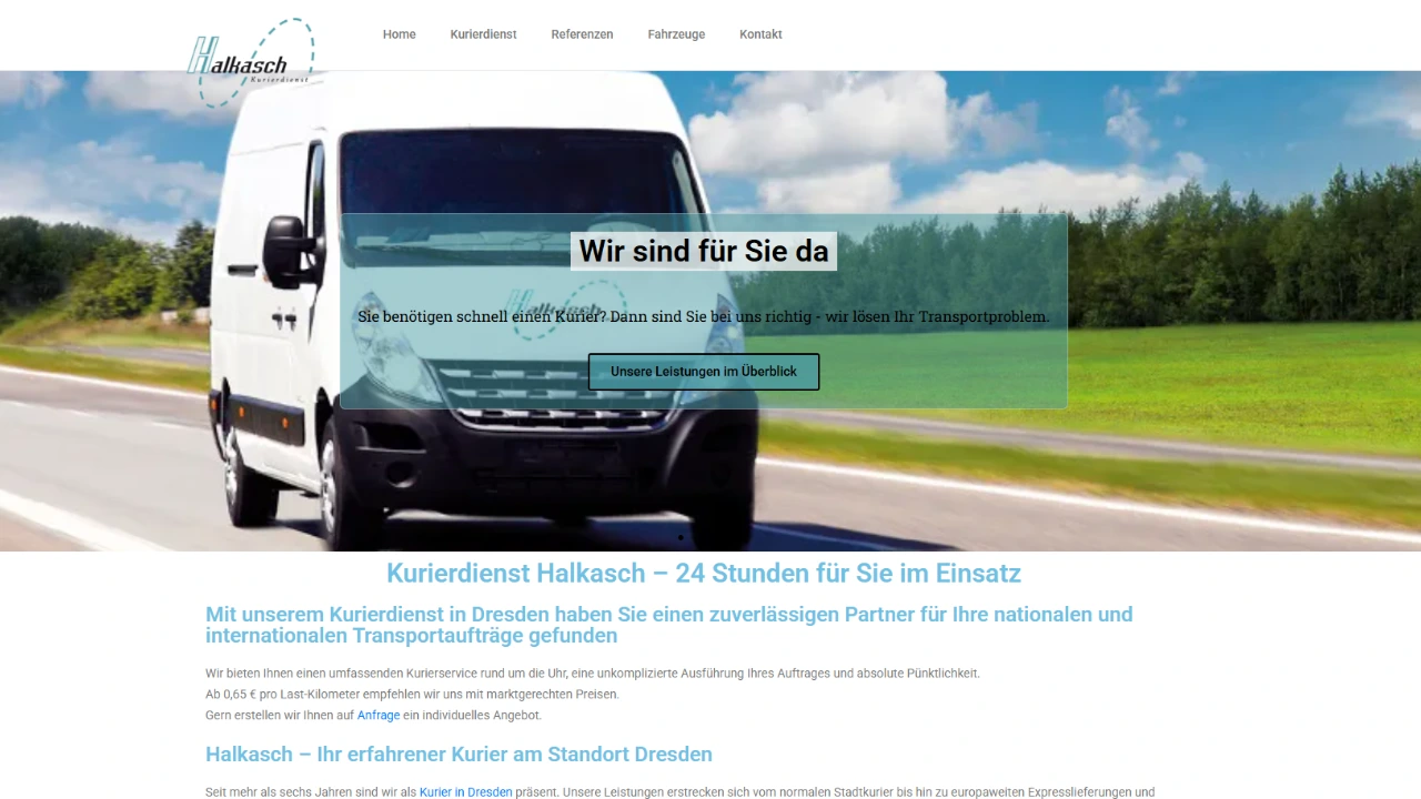 Website-Ausschnitt: Kurierdienst